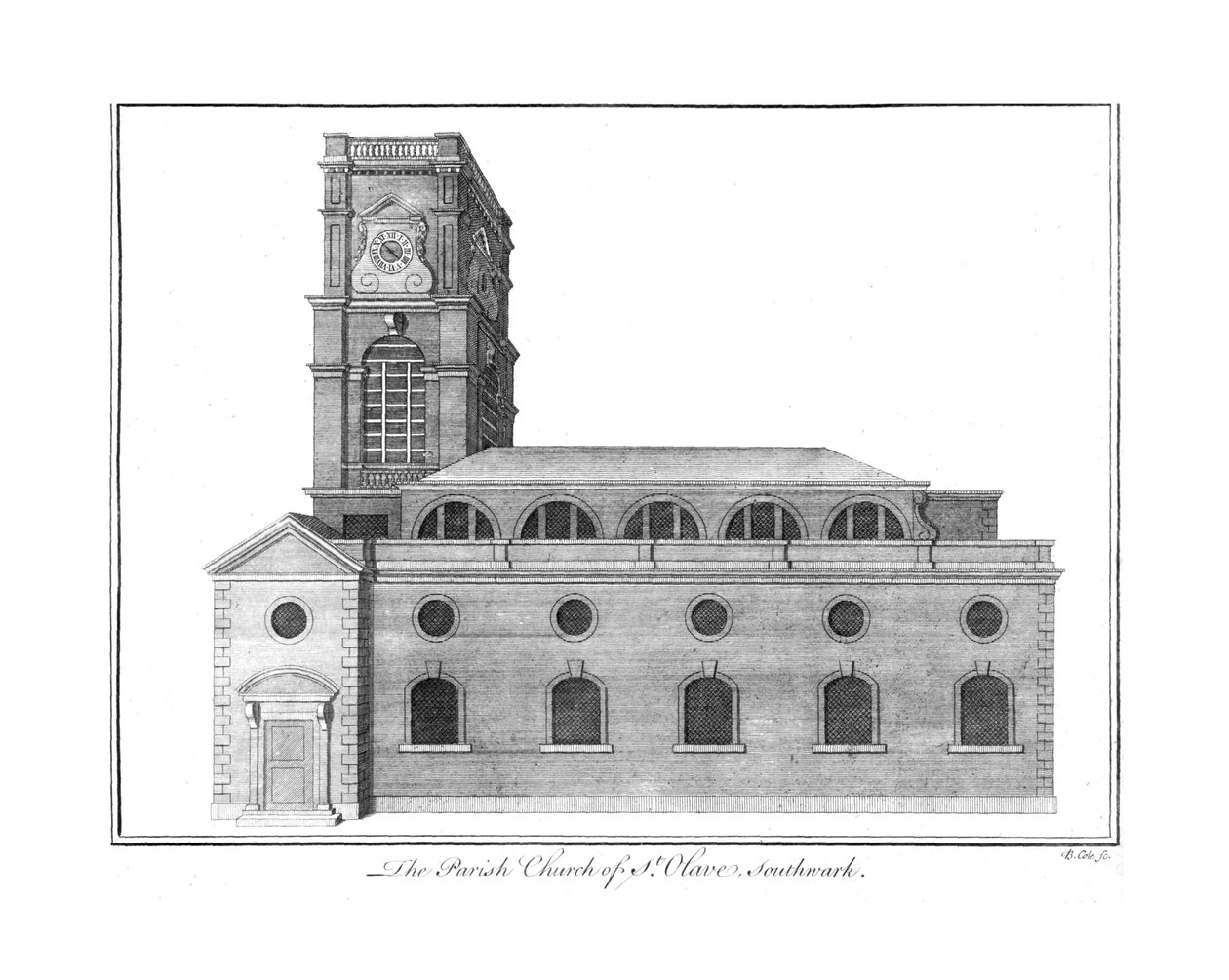 Kościół parafialny św.Olave. Southwark., c1756 autorstwa Benjamin Cole