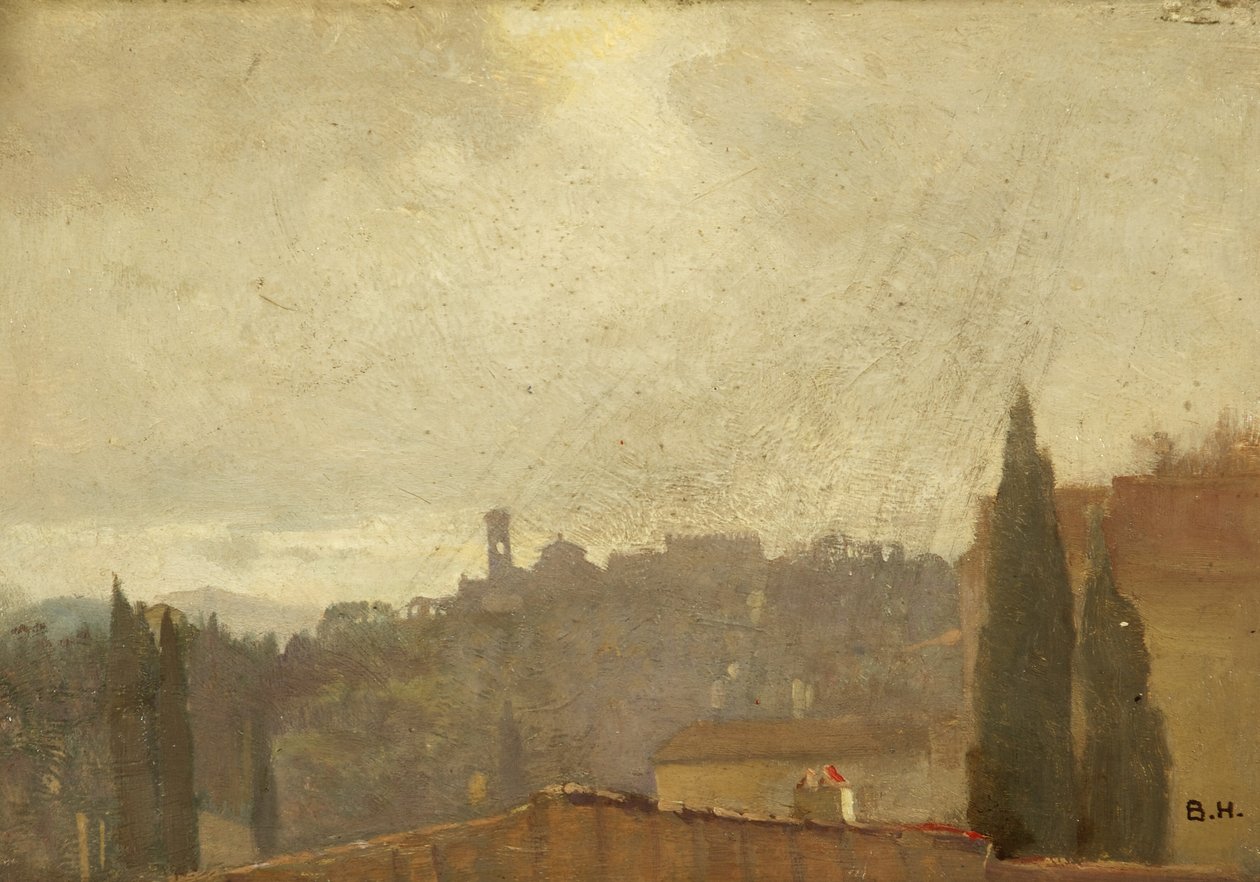 San Miniato, Florencja (olej na panelu) autorstwa Benjamin Haughton
