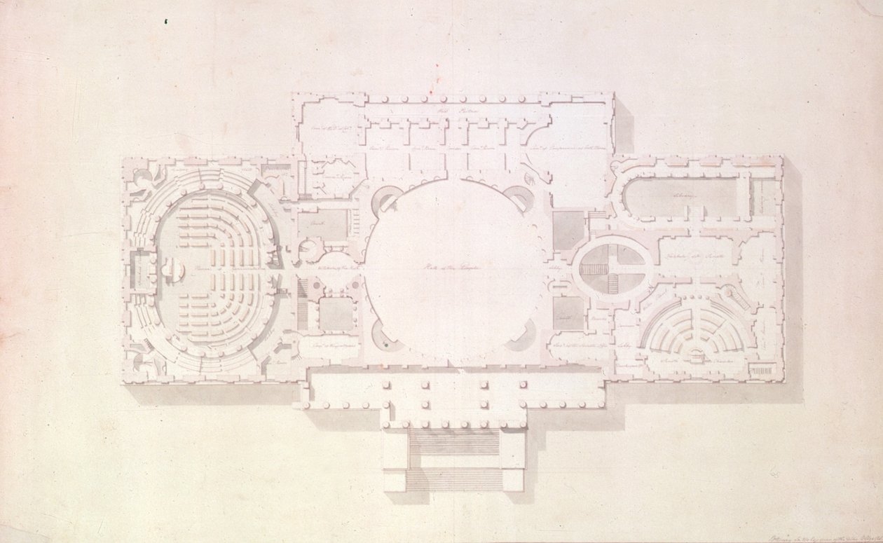 Plan głównej historii Kapitolu, USA, 1806 r. autorstwa Benjamin Henry Latrobe