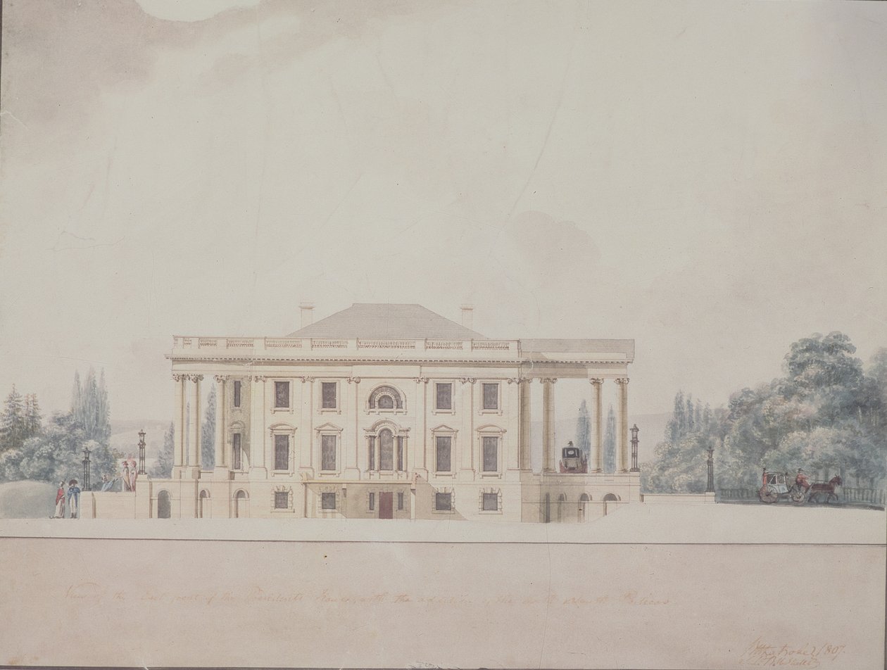 Południowy portyk Domu Prezydenta, 1807 autorstwa Benjamin Henry Latrobe