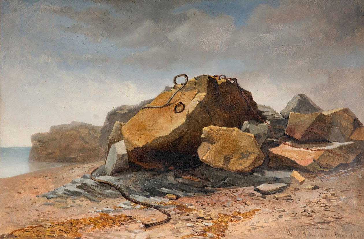 Scena na plaży, Marazion, Kornwalia, 1860. autorstwa Benjamin Johnson
