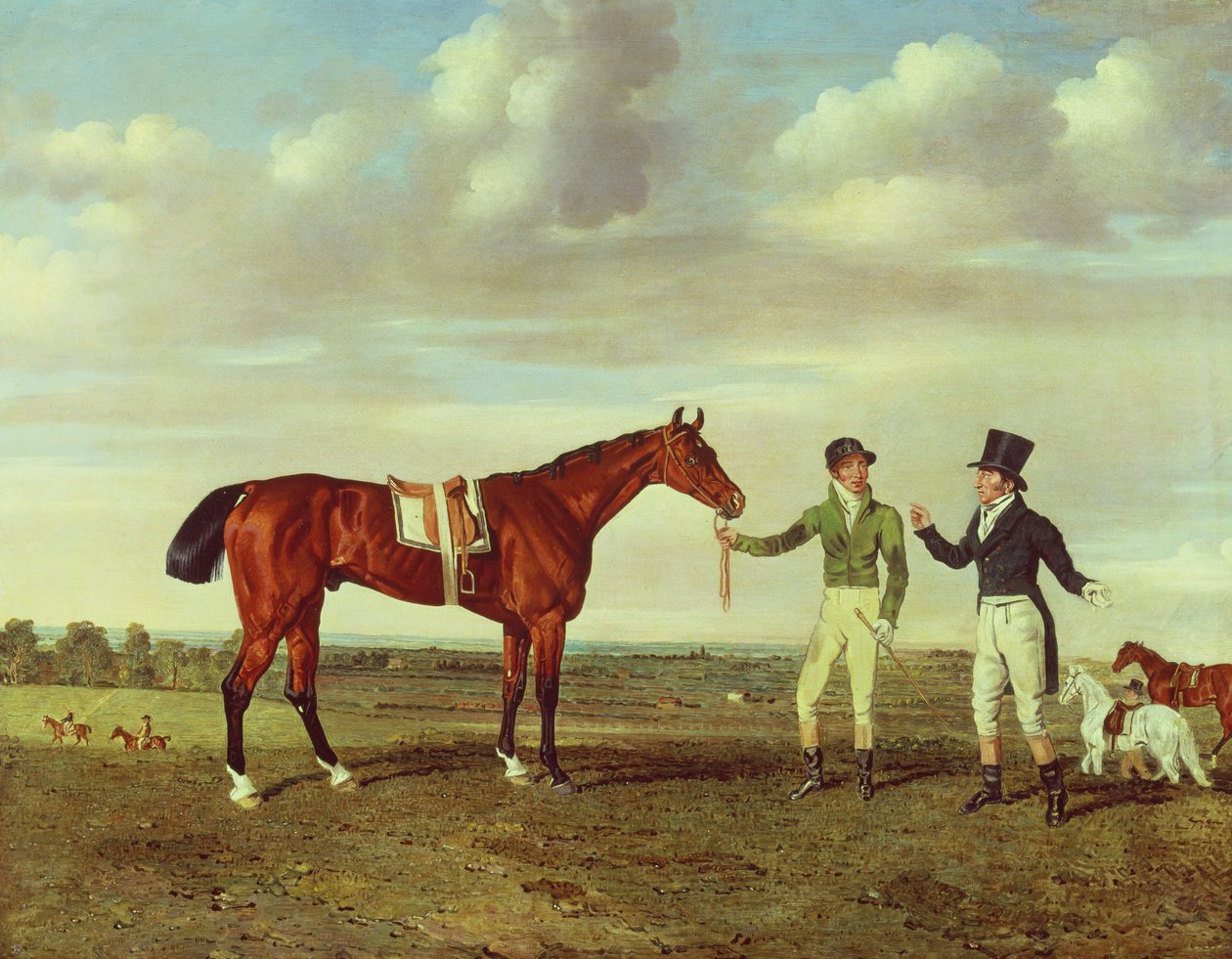 Zinganee w posiadaniu Sama Chifneya Juniora z właścicielem, panem Williamem Chifneyem, w Newmarket, ok. 1829 autorstwa Benjamin Marshall