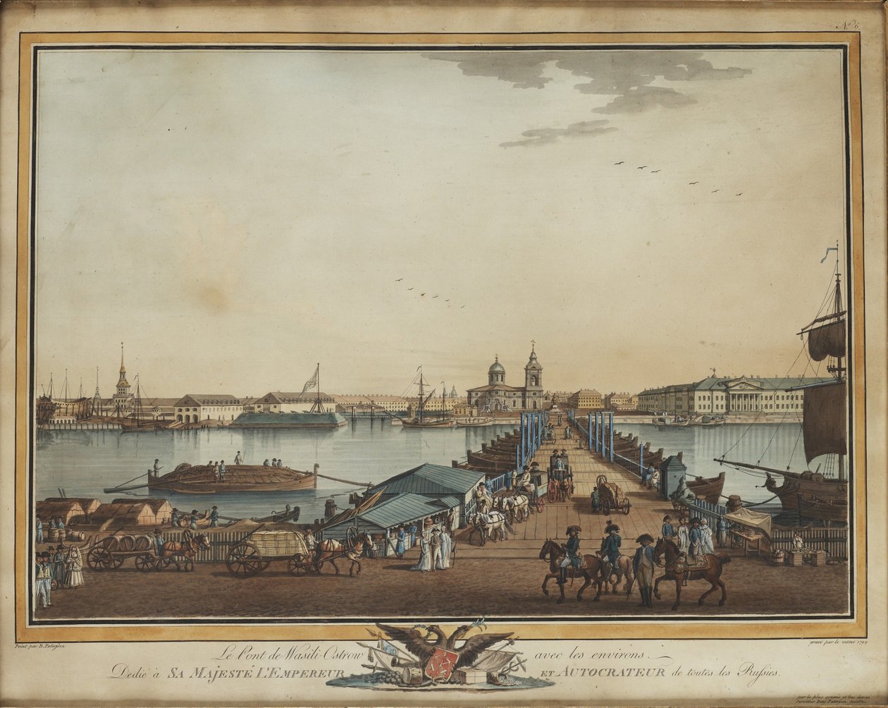Most Wymiany na Wyspie Wasilewskiego, 1799 autorstwa Benjamin Paterssen