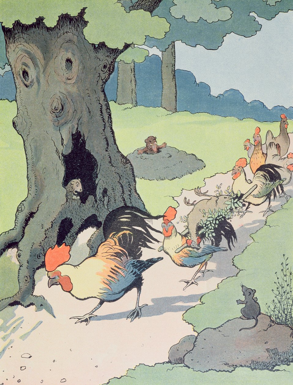 Ilustracja do „Le Roman de Renard”, ok. 1900 (kolor lito) autorstwa Benjamin Rabier