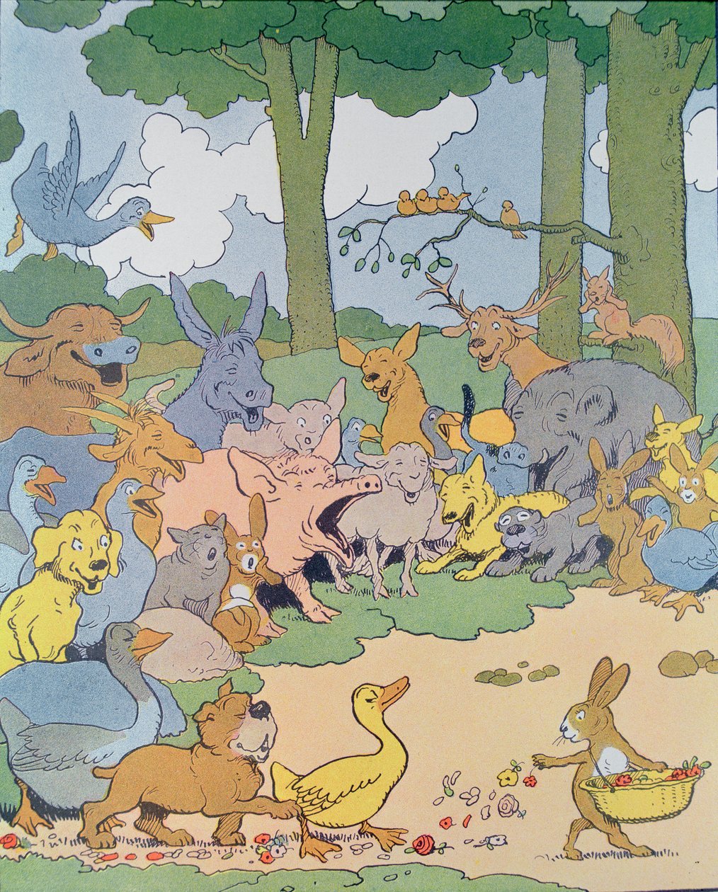 Ilustracja do albumu „Gedeon, wódz złodziei” (kolorowa grawerunek) autorstwa Benjamin Rabier