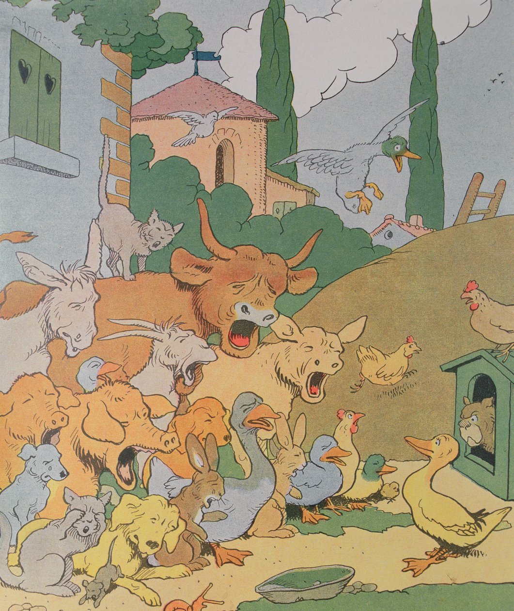 Ilustracja do albumu „Gedeon, wódz złodziei” (kolorowa grawerunek) autorstwa Benjamin Rabier