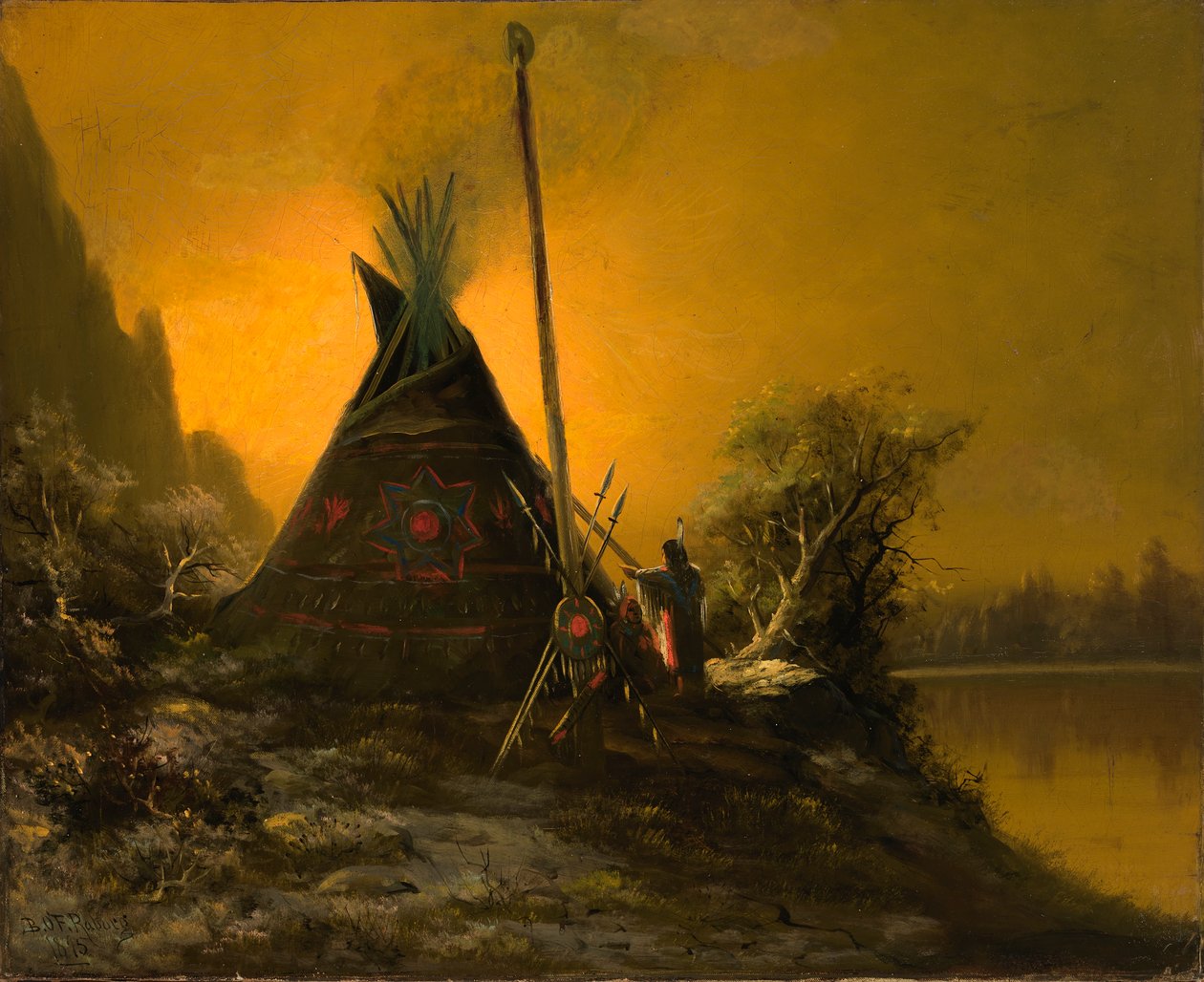 Scena nocna indyjskiego Tipi, 1895. autorstwa Benjamin Raborg