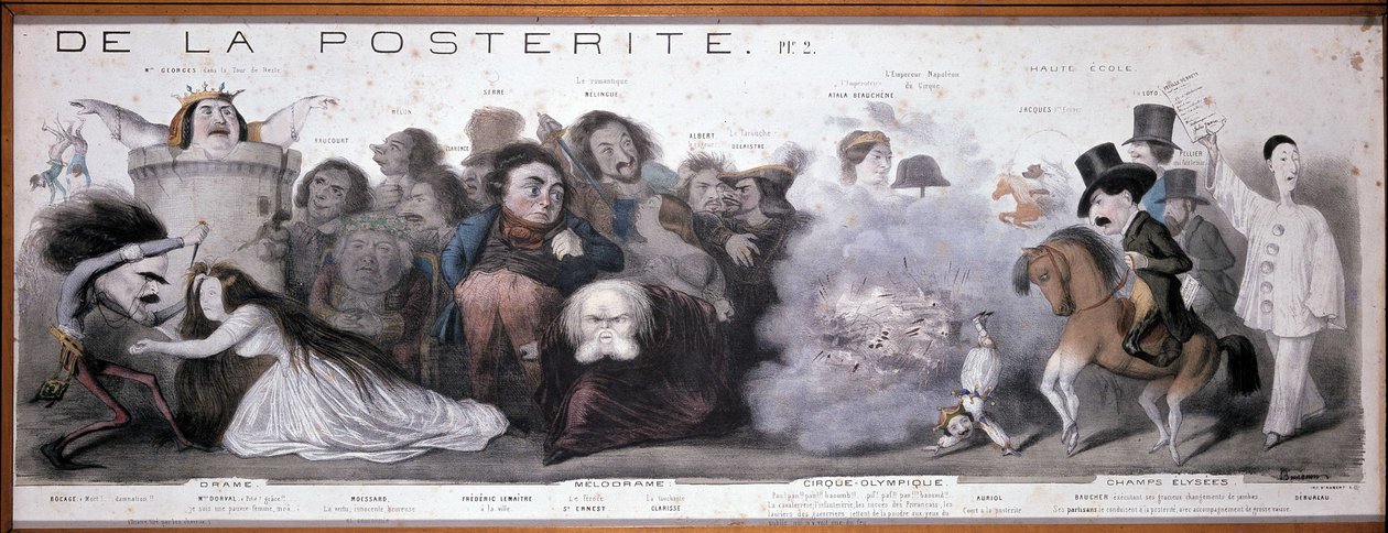 Le grand chemin de la posterity: przedstawienie tragedii i komedii (Dorval, etc...) - Litografia Benjamina Roubauda, ​​Maison de Balzac, Paryż autorstwa Benjamin Roubaud