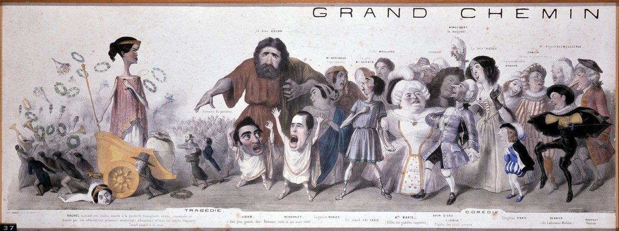 Le grand chemin de la posterity: przedstawienie tragedii i komedii - Litografia Benjamina Roubauda, ​​Maison de Balzac, Paryż autorstwa Benjamin Roubaud