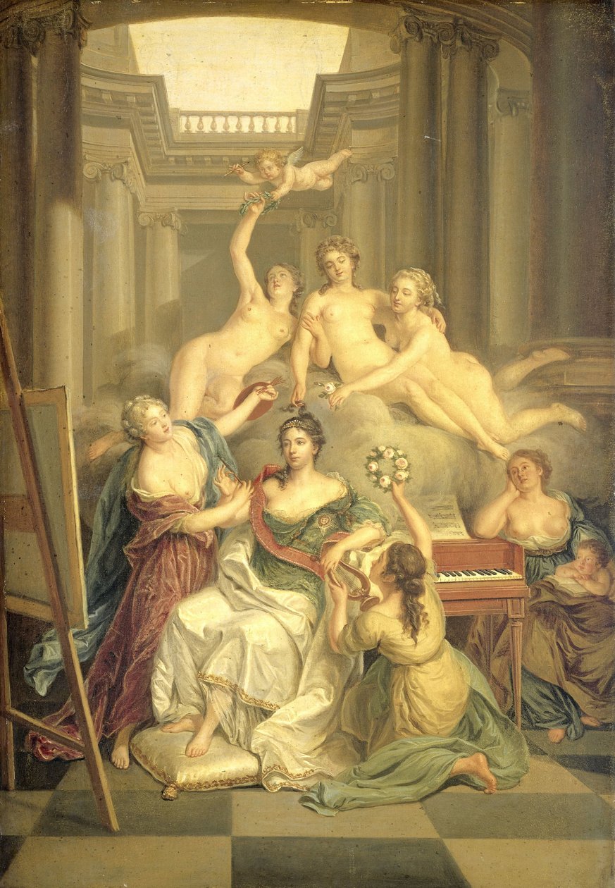 Frederika Sophia Wilhelmina z Prus (1751-1820). Żona księcia Willema V w Świątyni Sztuk autorstwa Benjamin Samuel Bolomey