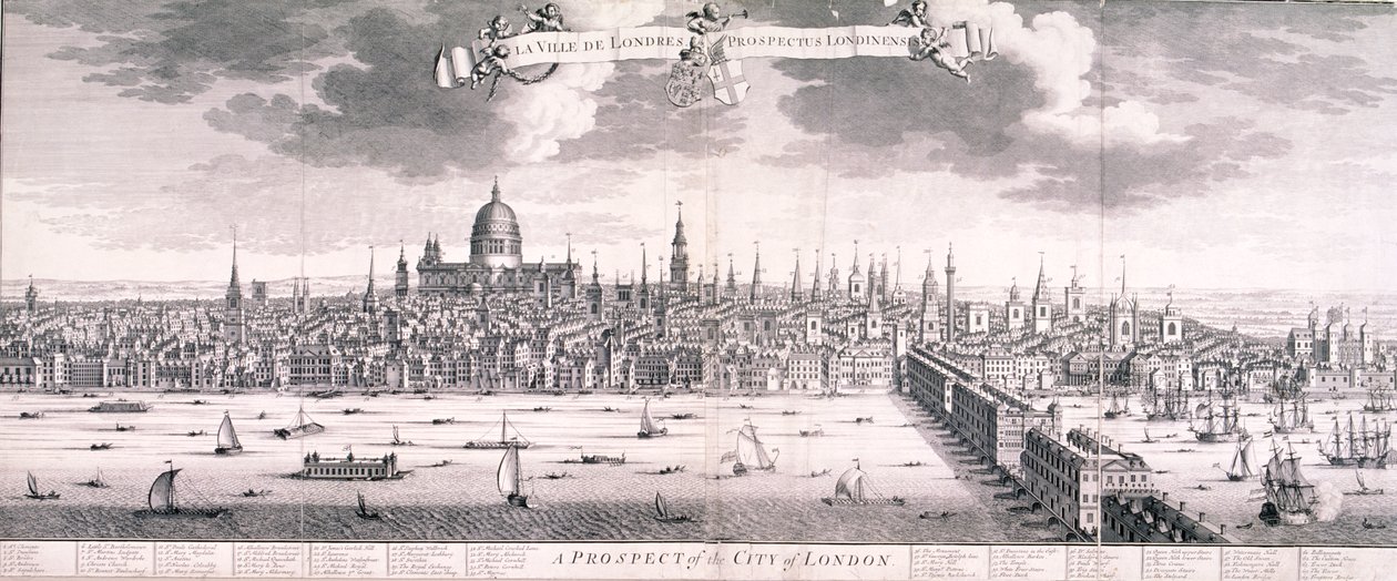 Panoramiczny widok na Londyn, 1710 autorstwa Benjamin Smith