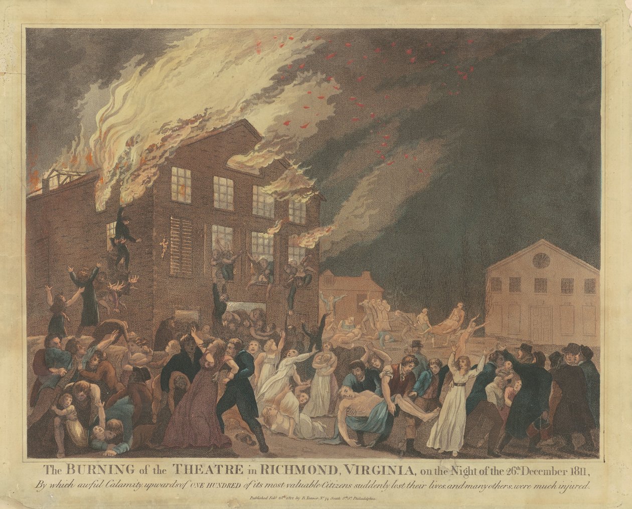Spalenie teatru w Richmond w stanie Wirginia autorstwa Benjamin Tanner