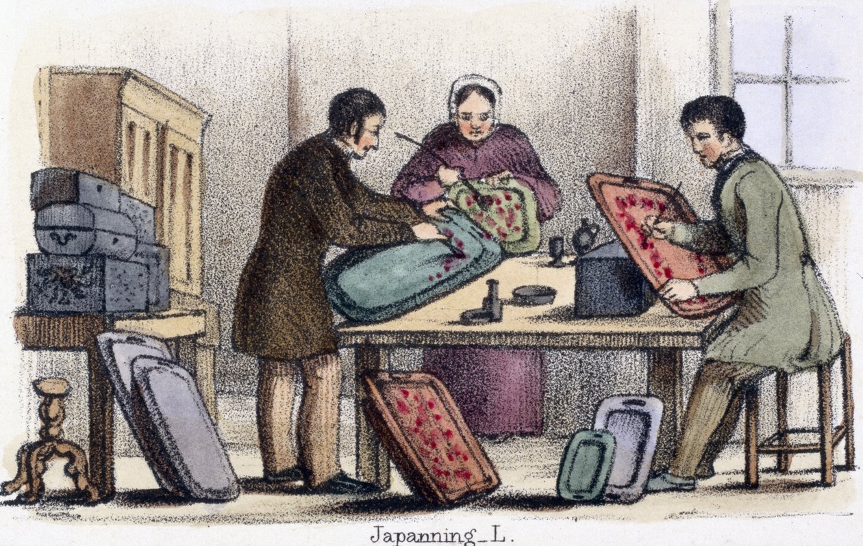 Japanning, z Koszenila i owady laki w graficznych ilustracjach zwierząt – ukazujące ich użyteczność dla człowieka w ich pracy podczas życia i po śmierci, c.1845 autorstwa Benjamin Waterhouse Hawkins