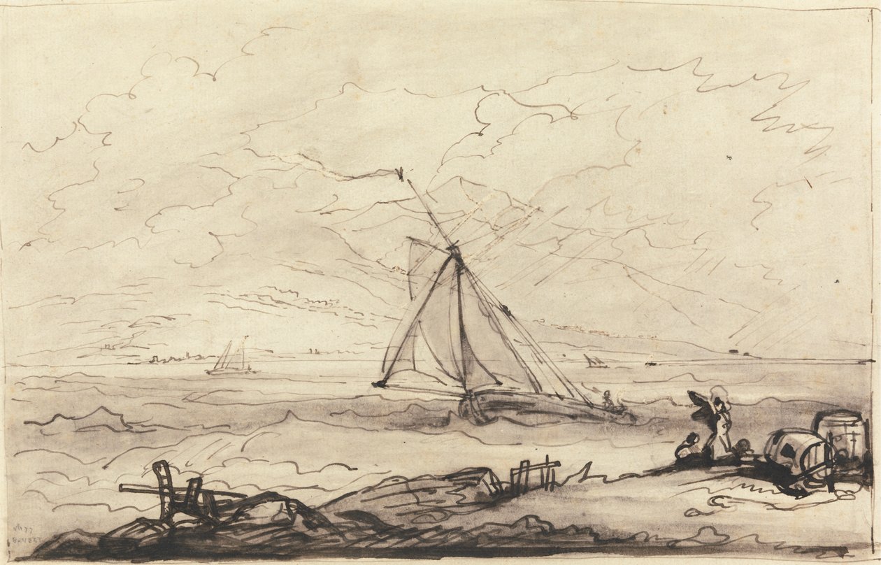 Szkwał u wybrzeży górzystych autorstwa Benjamin West