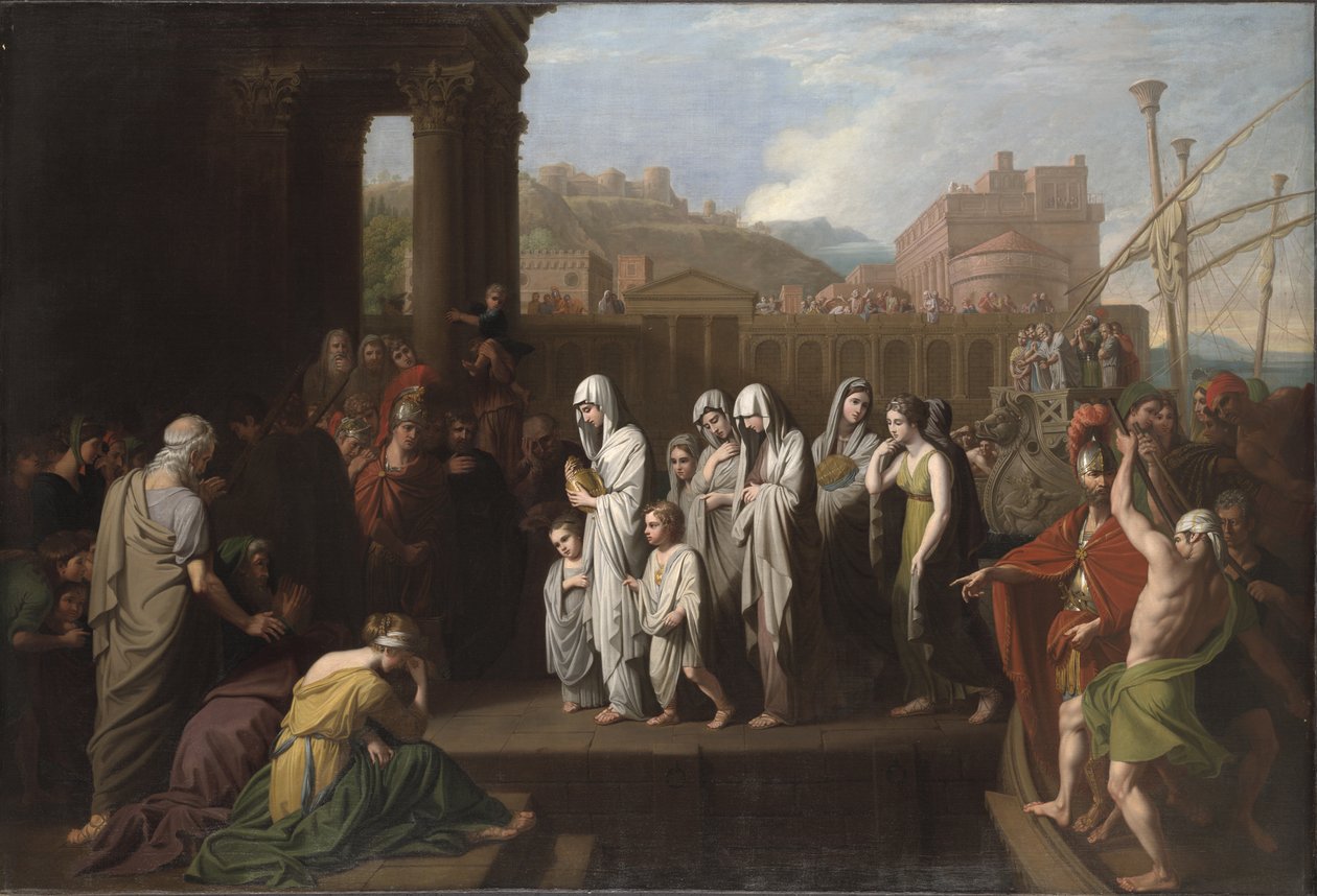 Lądowanie Agrypiny w Brundisium z prochami Germanika, 1768 autorstwa Benjamin West
