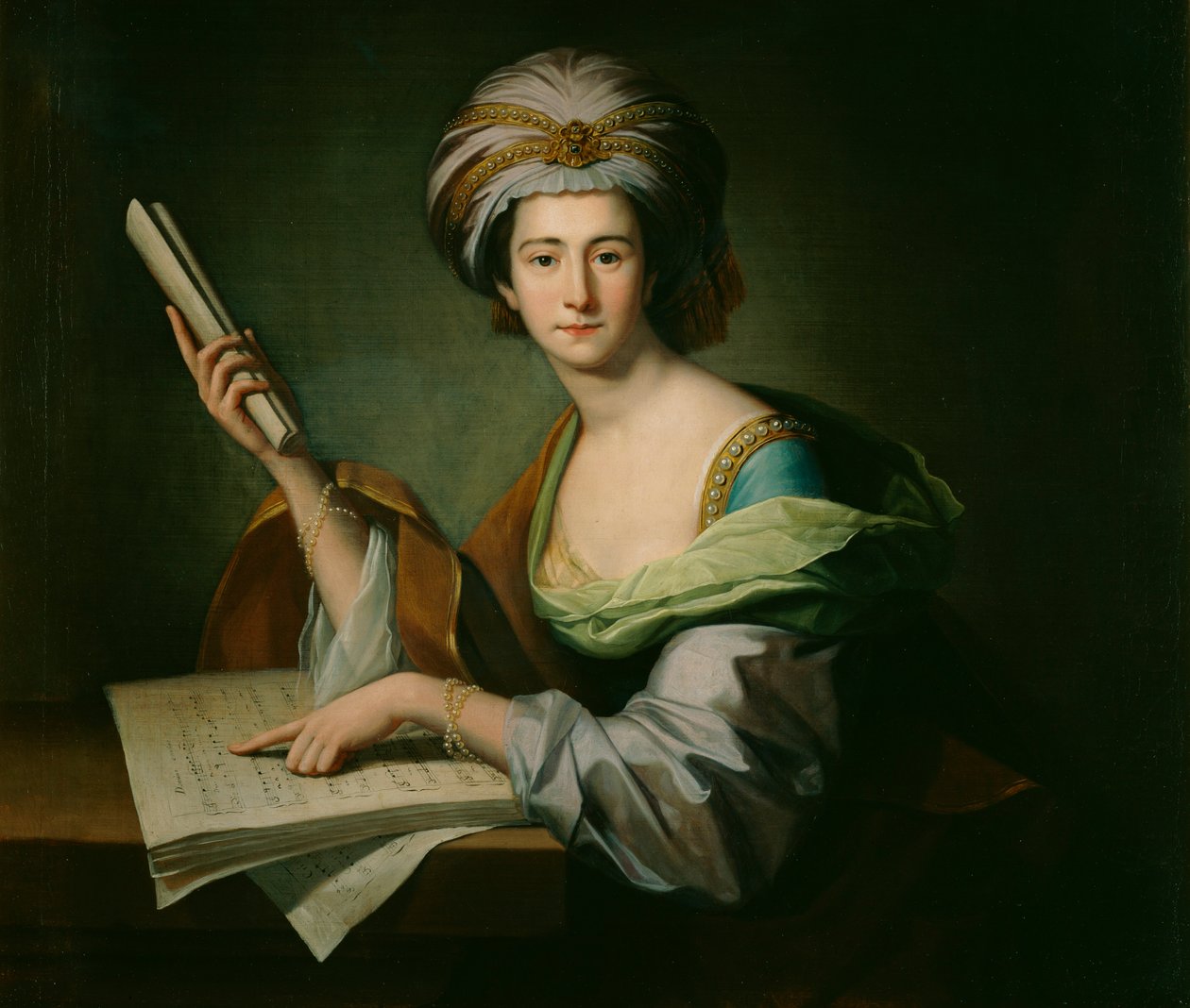 „Anna Maria Schutz, Lady Griffin”, c1758-c1764 autorstwa Benjamin West