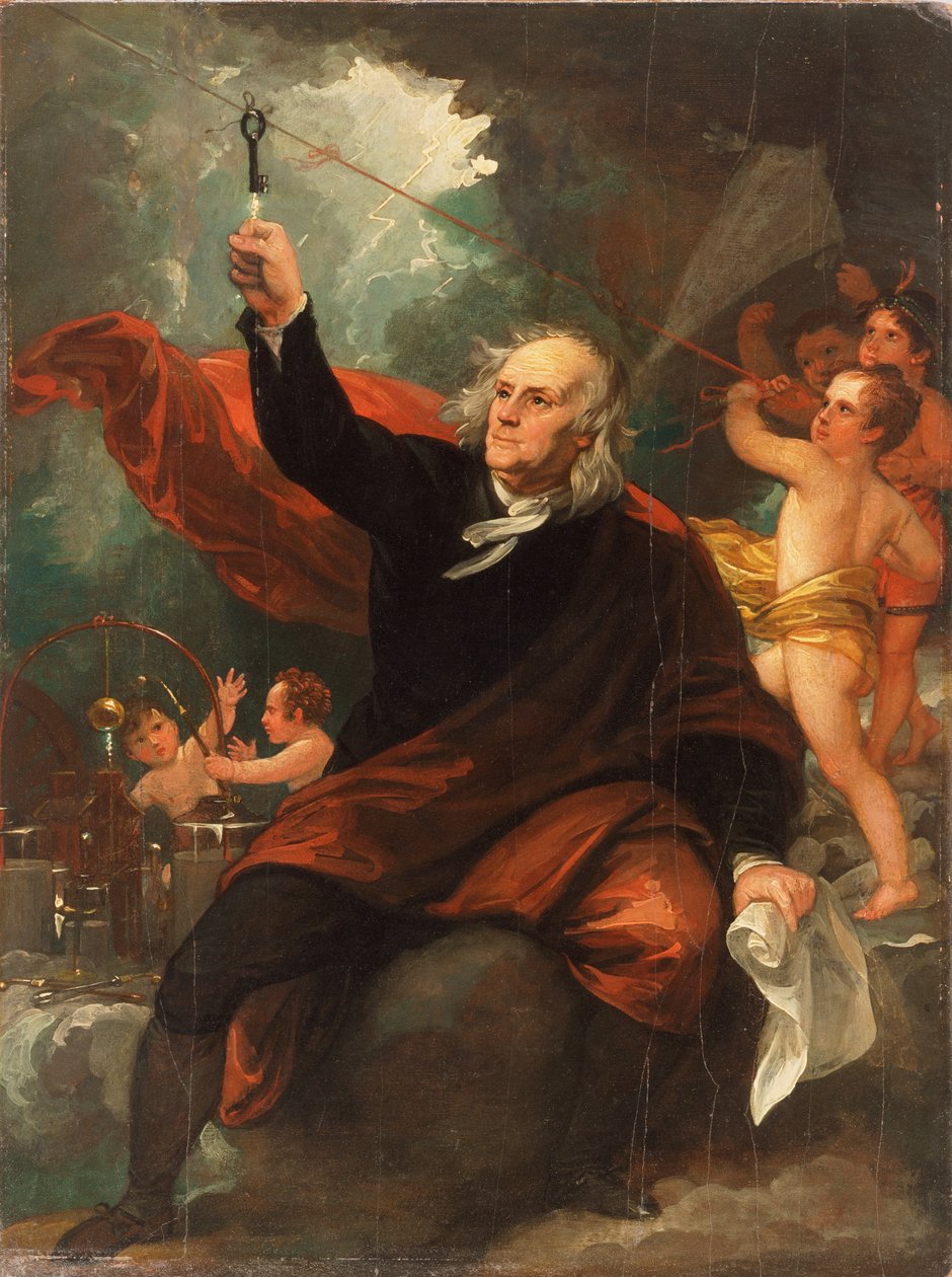 Benjamin Franklin czerpie prąd z nieba autorstwa Benjamin West