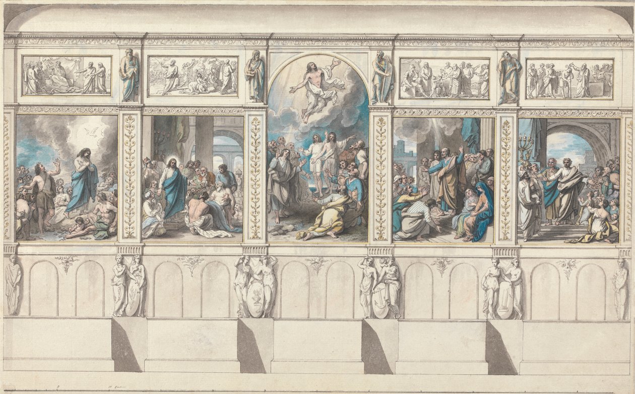 Projekt ściany Kaplicy Religii Objawionej autorstwa Benjamin West