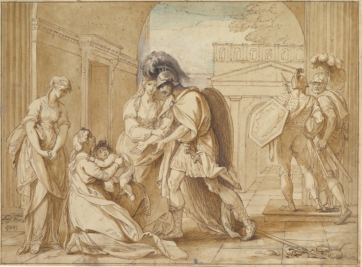 Hector żegnający się z Andromachą: Strach przed Astianaxem, 1766. autorstwa Benjamin West