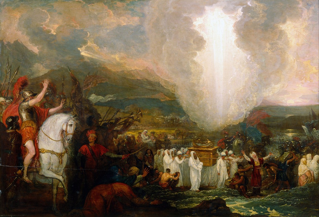 Jozue przechodzący przez rzekę Jordan z Arką Przymierza, 1800 autorstwa Benjamin West