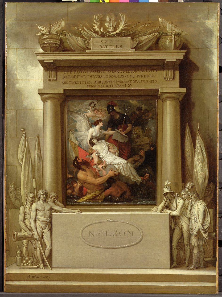 Projekt pomnika „Apoteoza Nelsona” autorstwa Benjamin West