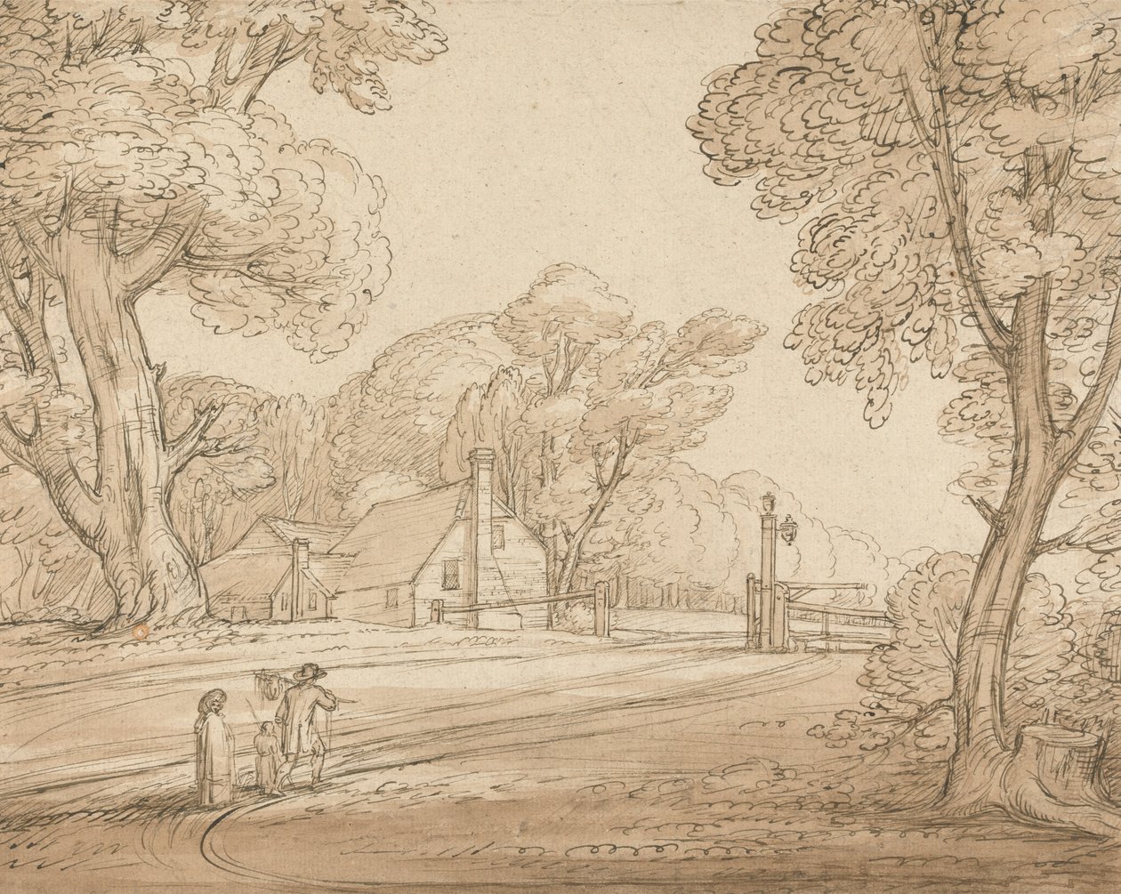Scena drogowa w lesie Windsor autorstwa Benjamin West