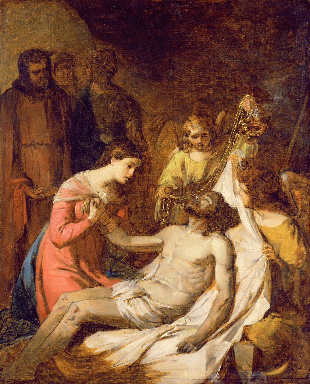 Studium Lamentacji nad zmarłym Chrystusem (olej na papierze położony na panelu) autorstwa Benjamin West