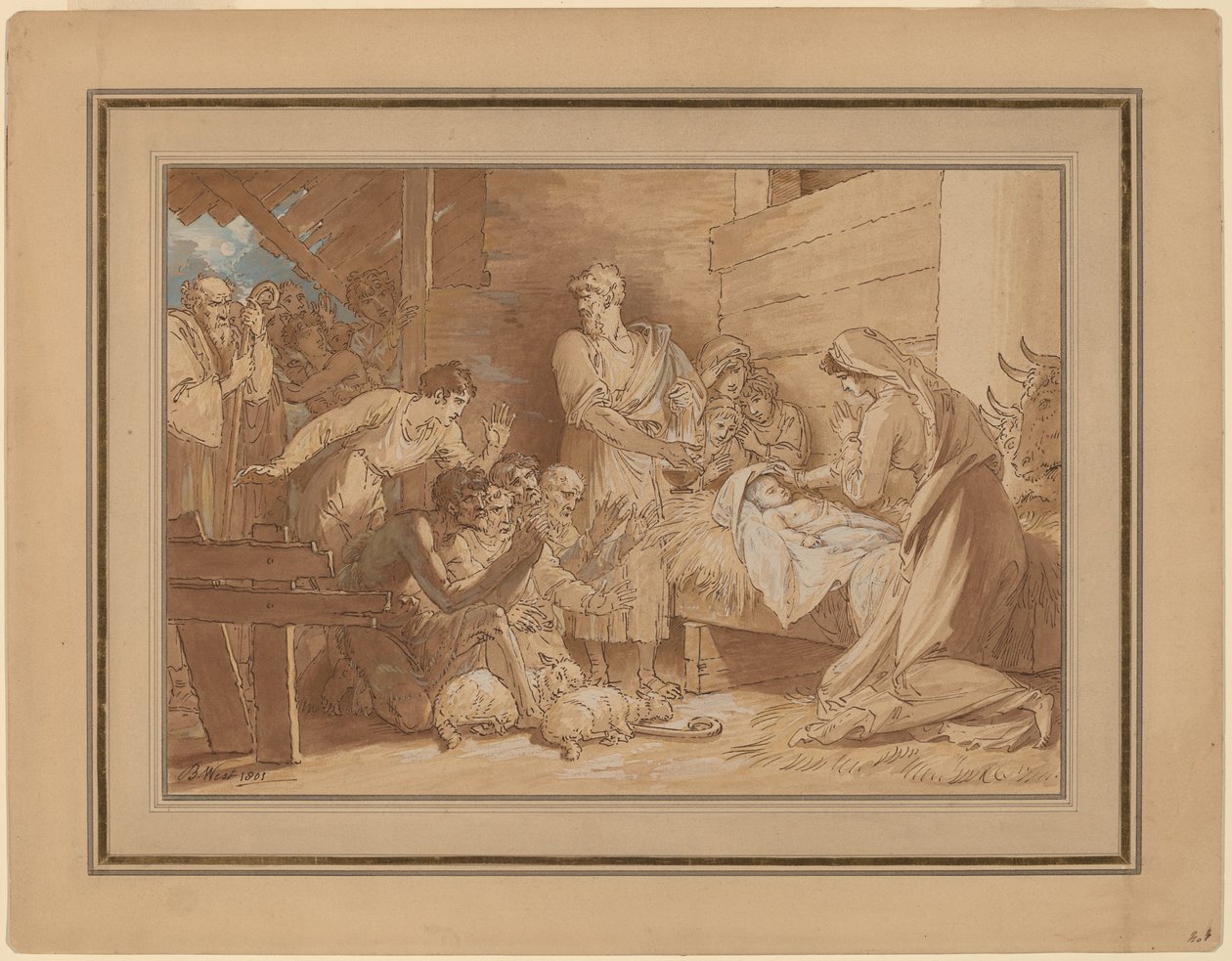 Adoracja pasterzy autorstwa Benjamin West