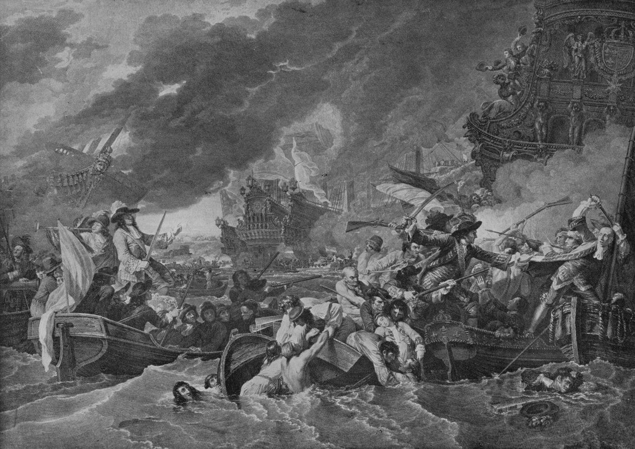 Bitwa pod La Hogue, c1781 autorstwa Benjamin West