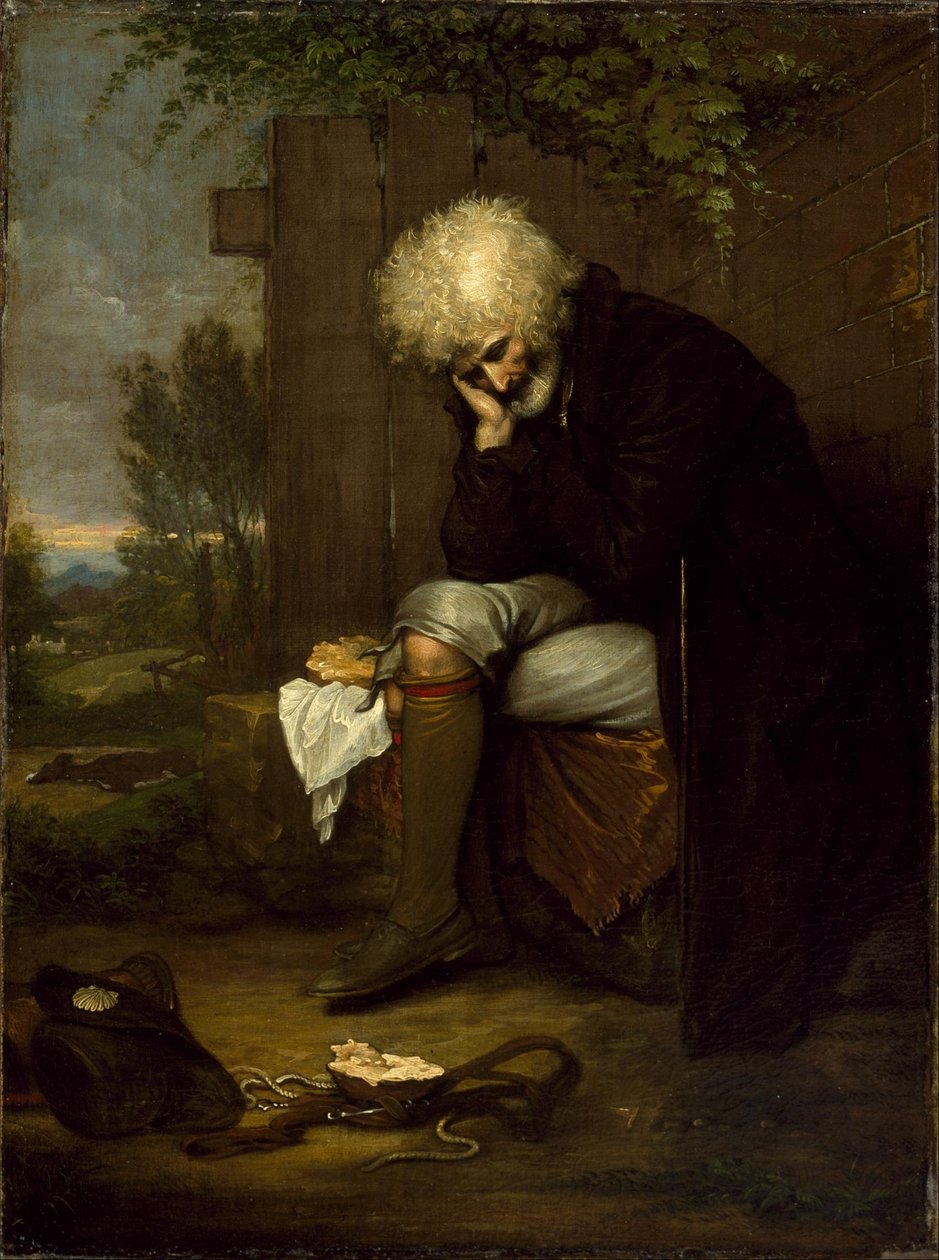 Pielgrzym opłakujący swojego zmarłego osła autorstwa Benjamin West