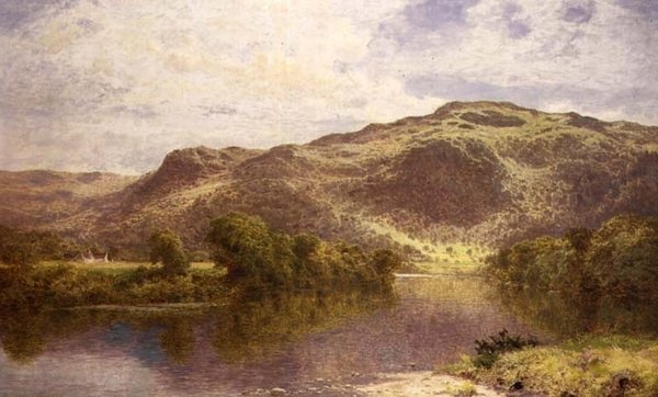 Nieruchomy basen na rzece Conway, basen kościelny, poniżej Betws-y-Coed autorstwa Benjamin Williams Leader