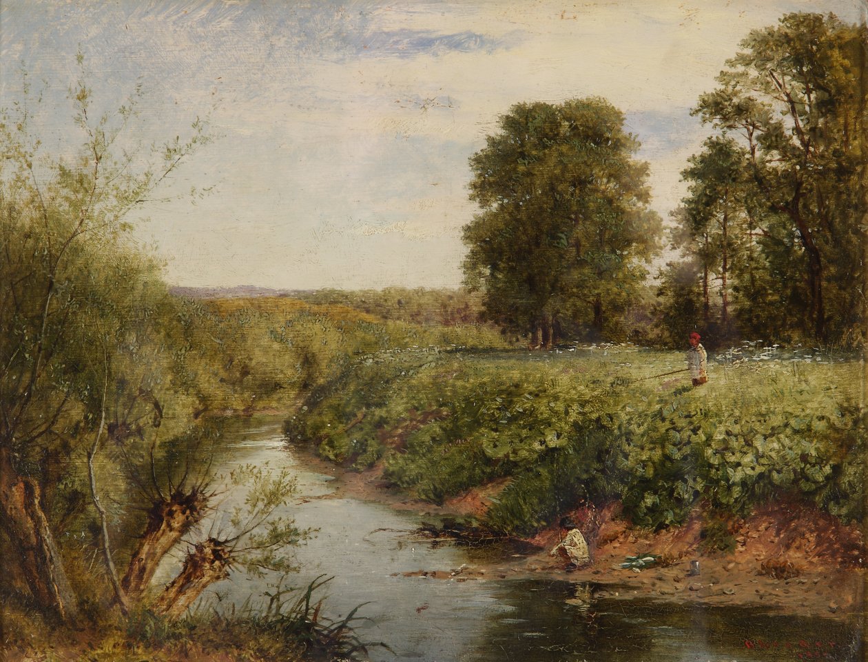 Na rzece Teme w Worcester, 1855 r. autorstwa Benjamin Williams Leader