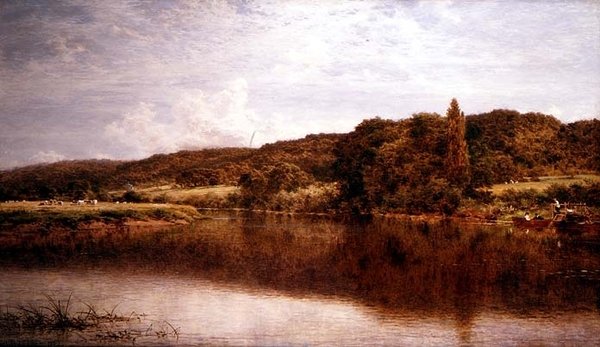 River Scene, Streatley nad Tamizą autorstwa Benjamin Williams Leader