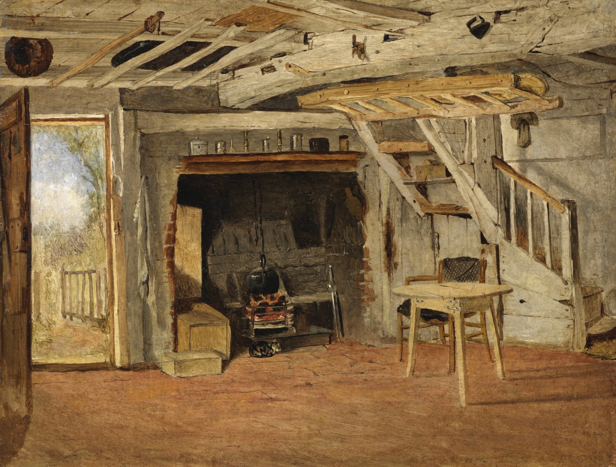Studium wnętrza chaty, ok. 1869 autorstwa Benjamin Williams Leader