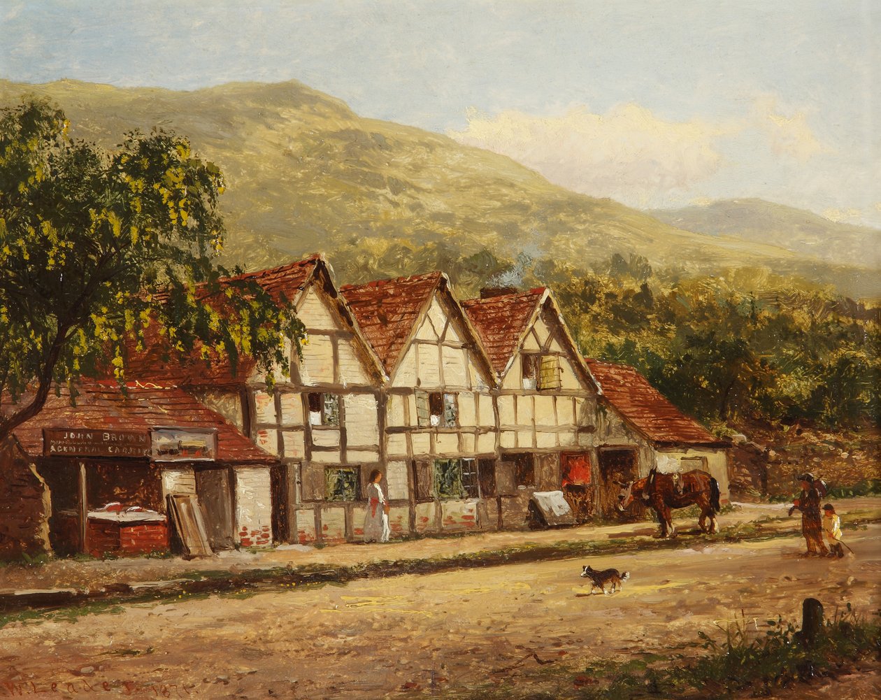 Sklep Old Blacksmiths, Great Malvern, 1871 autorstwa Benjamin Williams Leader