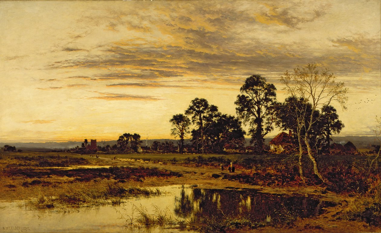 Kiedy zachodzi słońce: A Worcestershire Village autorstwa Benjamin Williams Leader