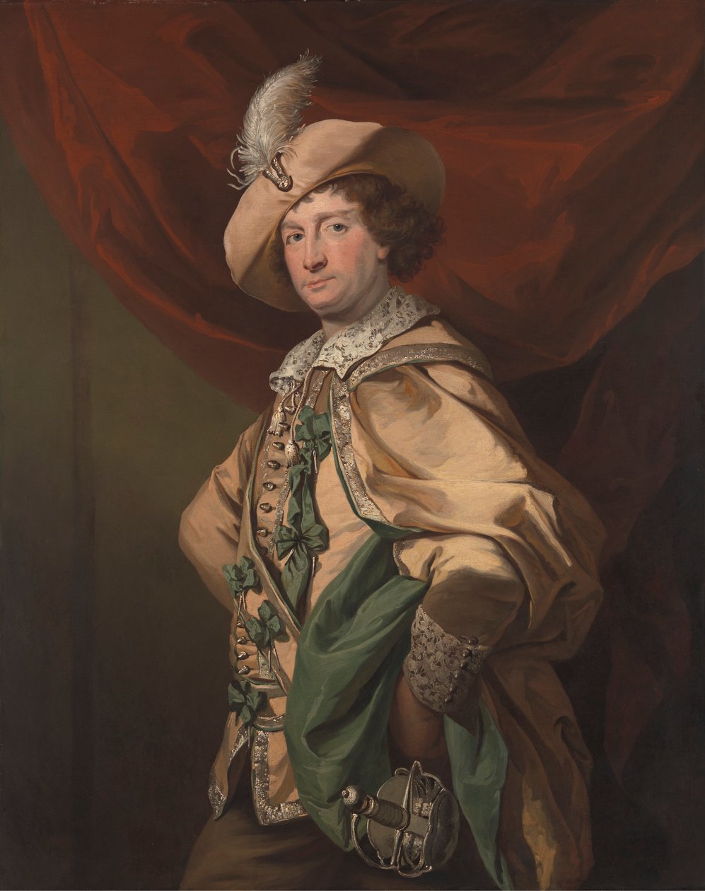 Henry Woodward jako Petruchio w Catherine and Petruchio, wersji Garricka z „Poskromienia złośnicy” autorstwa Benjamin van der Gucht