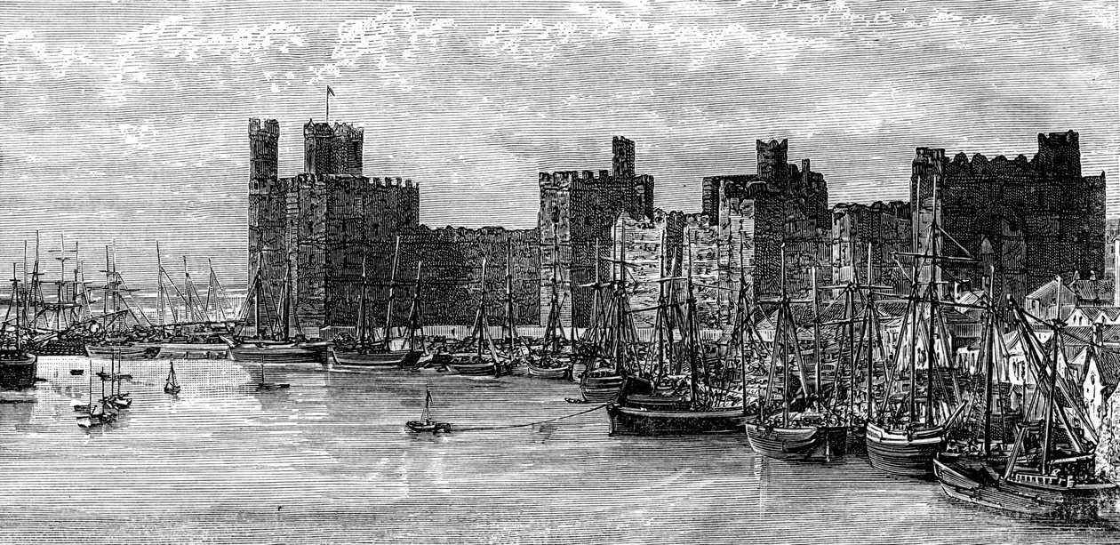 Zamek Caernarfon, Gwynedd, Walia, XIX wiek. autorstwa Benoist