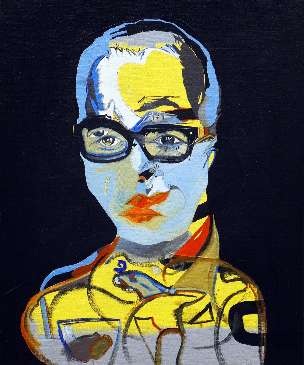 50 największych pisarzy w historii: Bret Easton Ellis, 2015 (olej i akryl na płótnie) autorstwa Benoit Erwann Boucherot