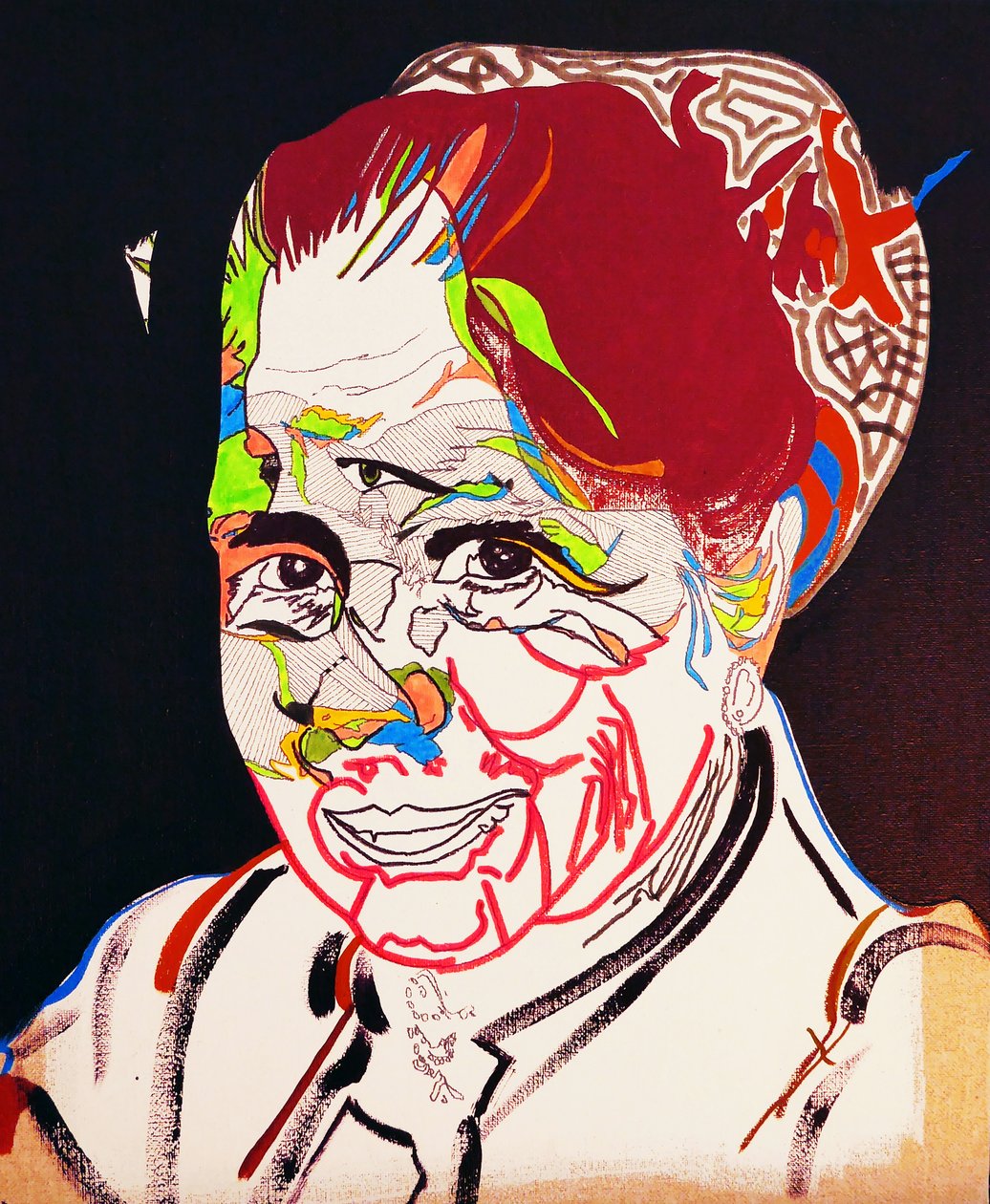 50 najważniejszych pisarzy w historii: Marguerite Yourcenar, 2015 (olej i akryl na płótnie) autorstwa Benoit Erwann Boucherot