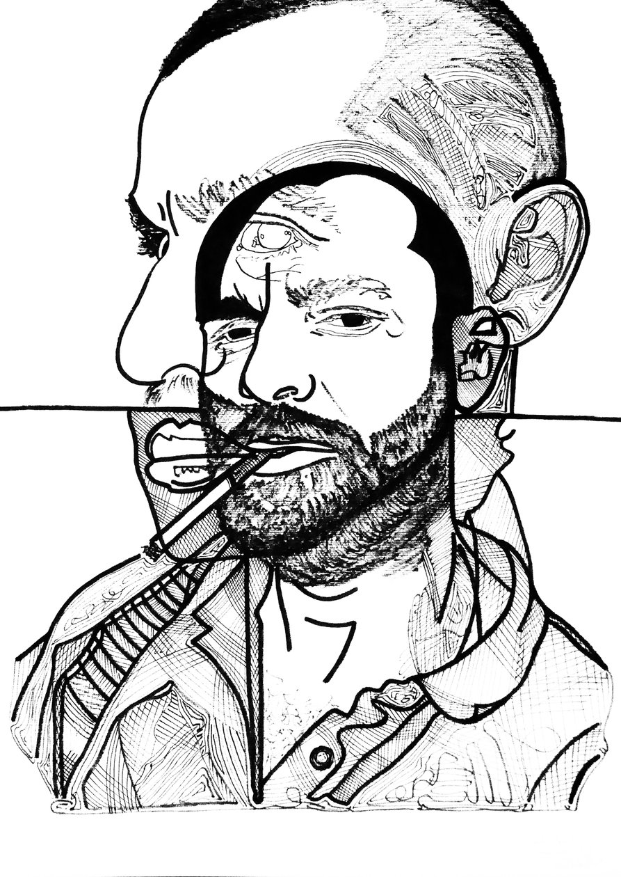 Double Jon, 2019 (tusz na papierze) autorstwa Benoit Erwann Boucherot