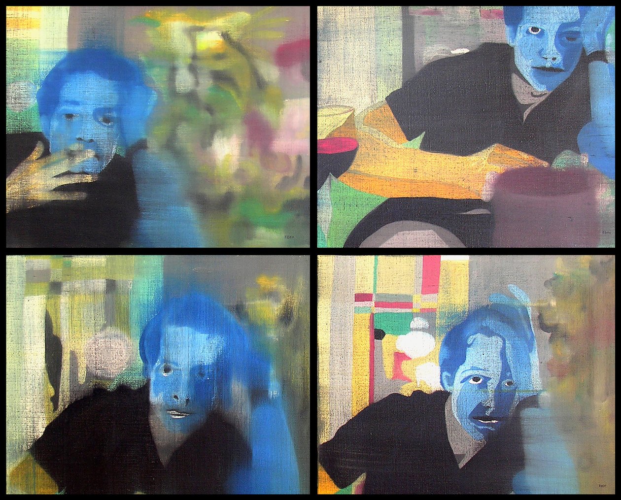 Człowiek na księżycu, 2003 (olej na 4 zestawionych płótnach) autorstwa Benoit Erwann Boucherot