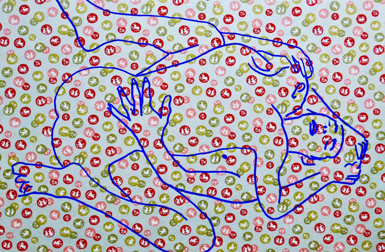 Masculin japonais 9, 2020 (akryl na japońskim papierze z sitodrukiem) autorstwa Benoit Erwann Boucherot