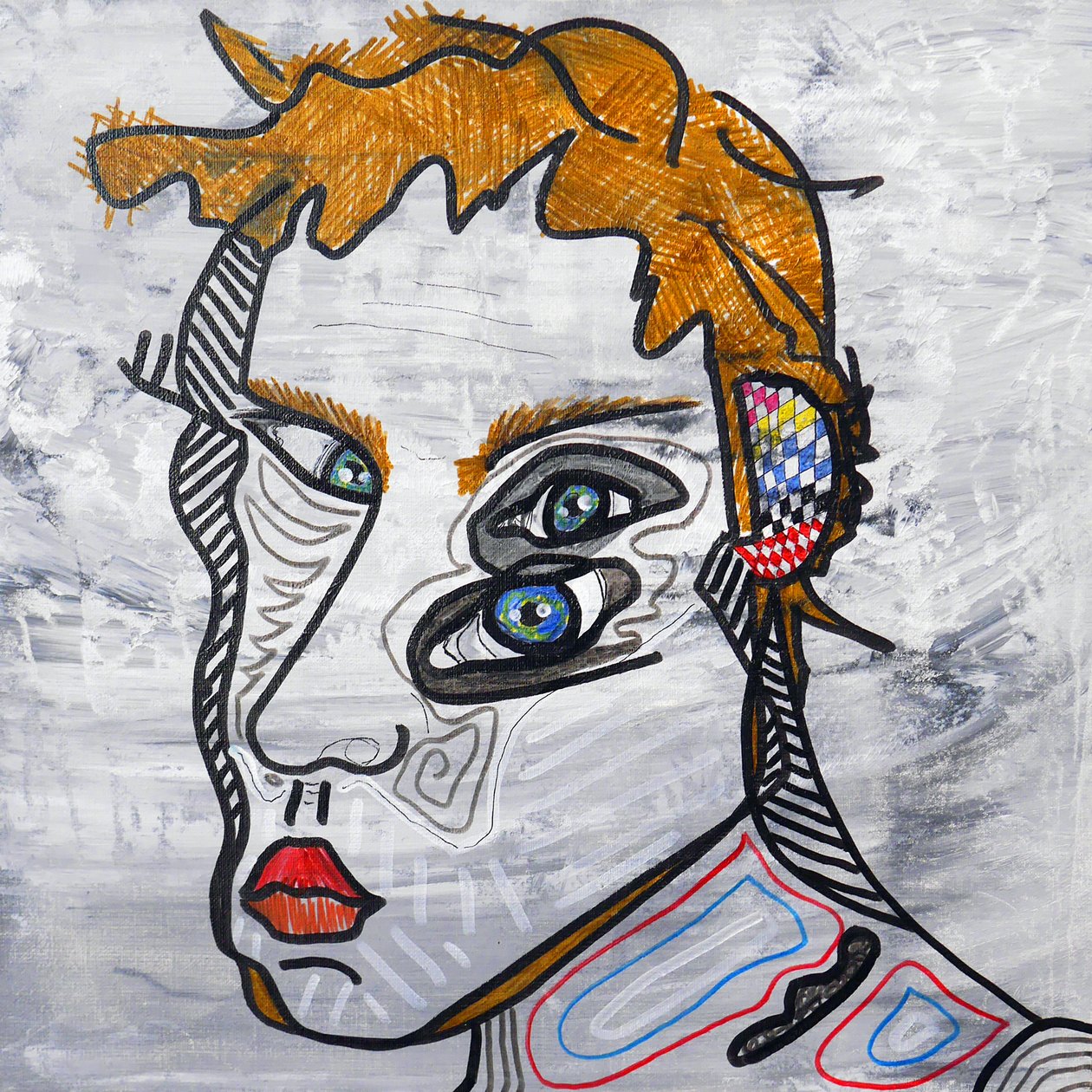 Surautoportrait sacrifié, 2014 (akryl na płótnie) autorstwa Benoit Erwann Boucherot
