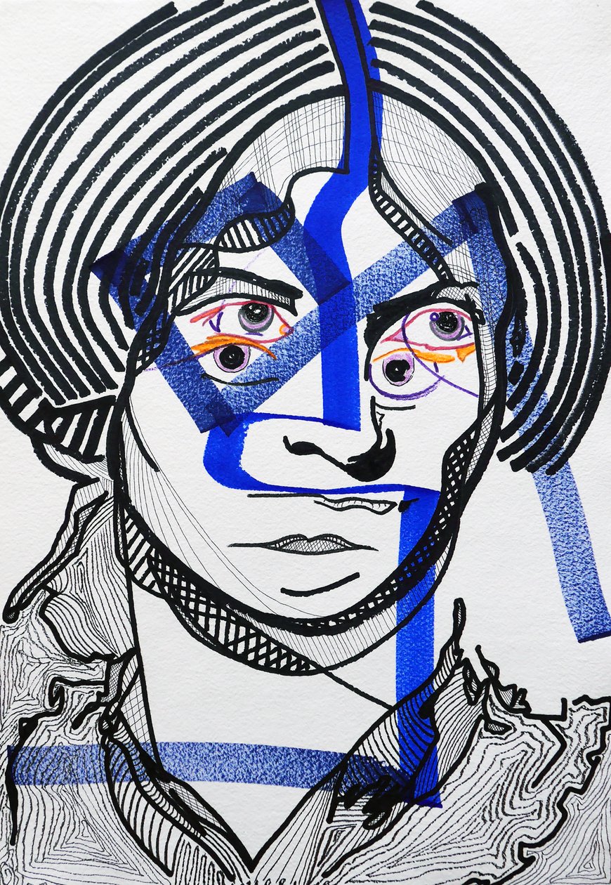 Surportret: Charlotte Brontë, 2019 (akryl na papierze) autorstwa Benoit Erwann Boucherot