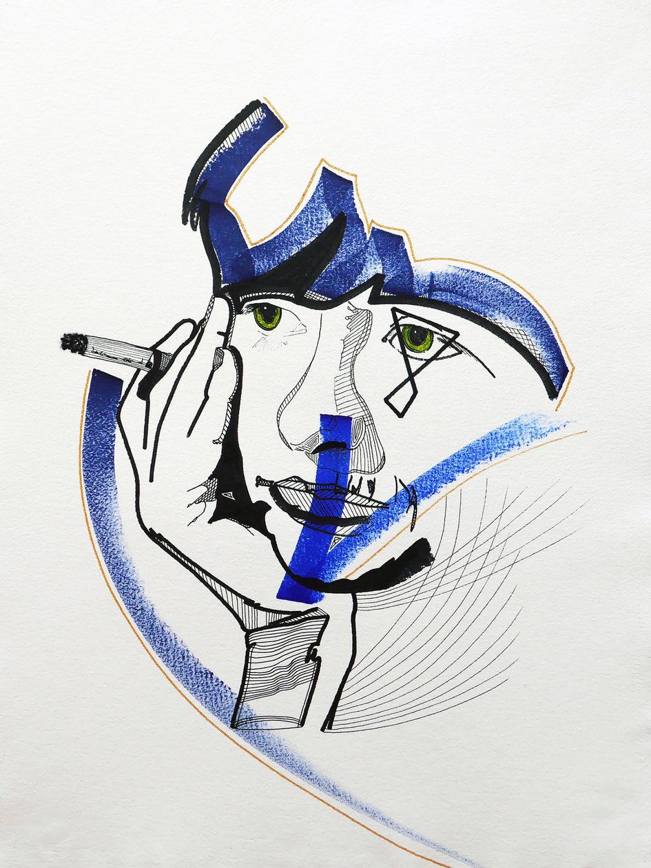 Surportrait : Françoise Sagan 1, 2019 (akryl na papierze) autorstwa Benoit Erwann Boucherot