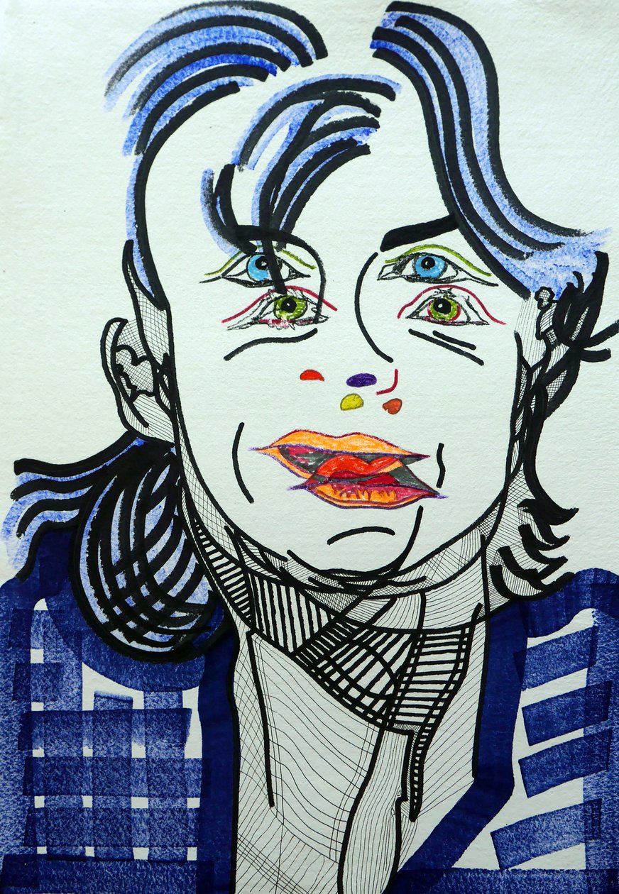 Surportret: Fred Vargas, 2019 (akryl na papierze) autorstwa Benoit Erwann Boucherot