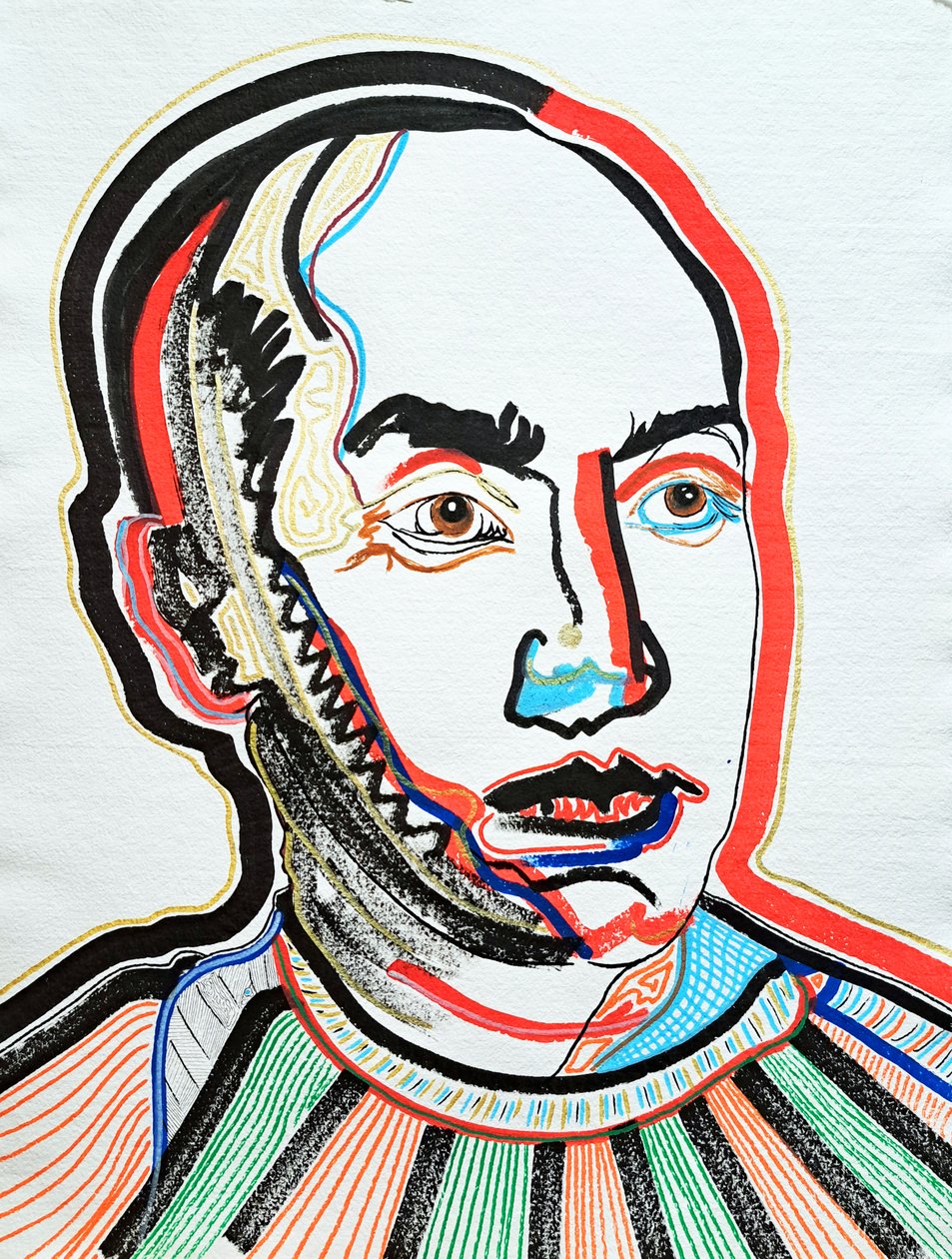 Surportret: Isamu Noguchi 1, 2022 (akryl na papierze) autorstwa Benoit Erwann Boucherot
