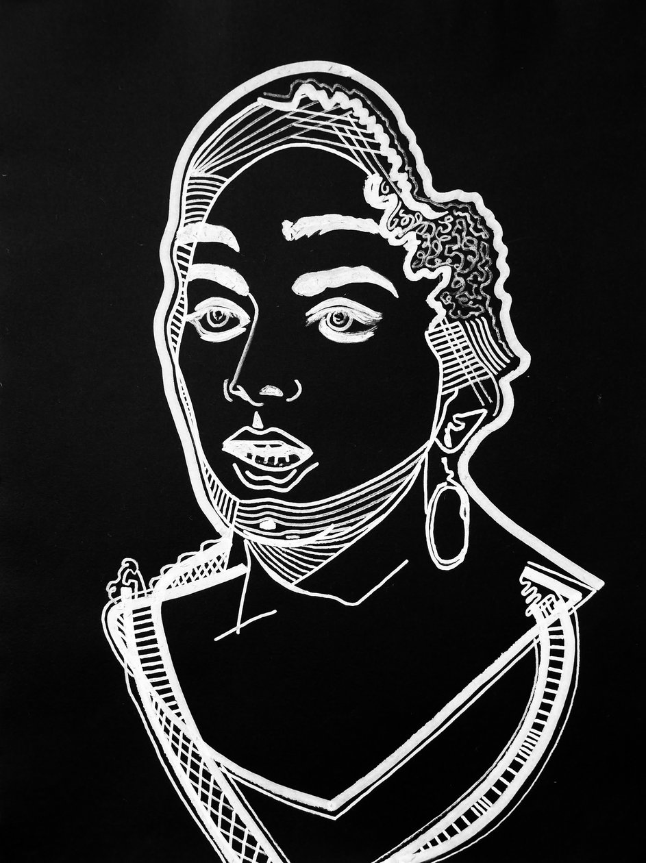Surportrait : Leila Slimani, 2021 (akryl na papierze) autorstwa Benoit Erwann Boucherot