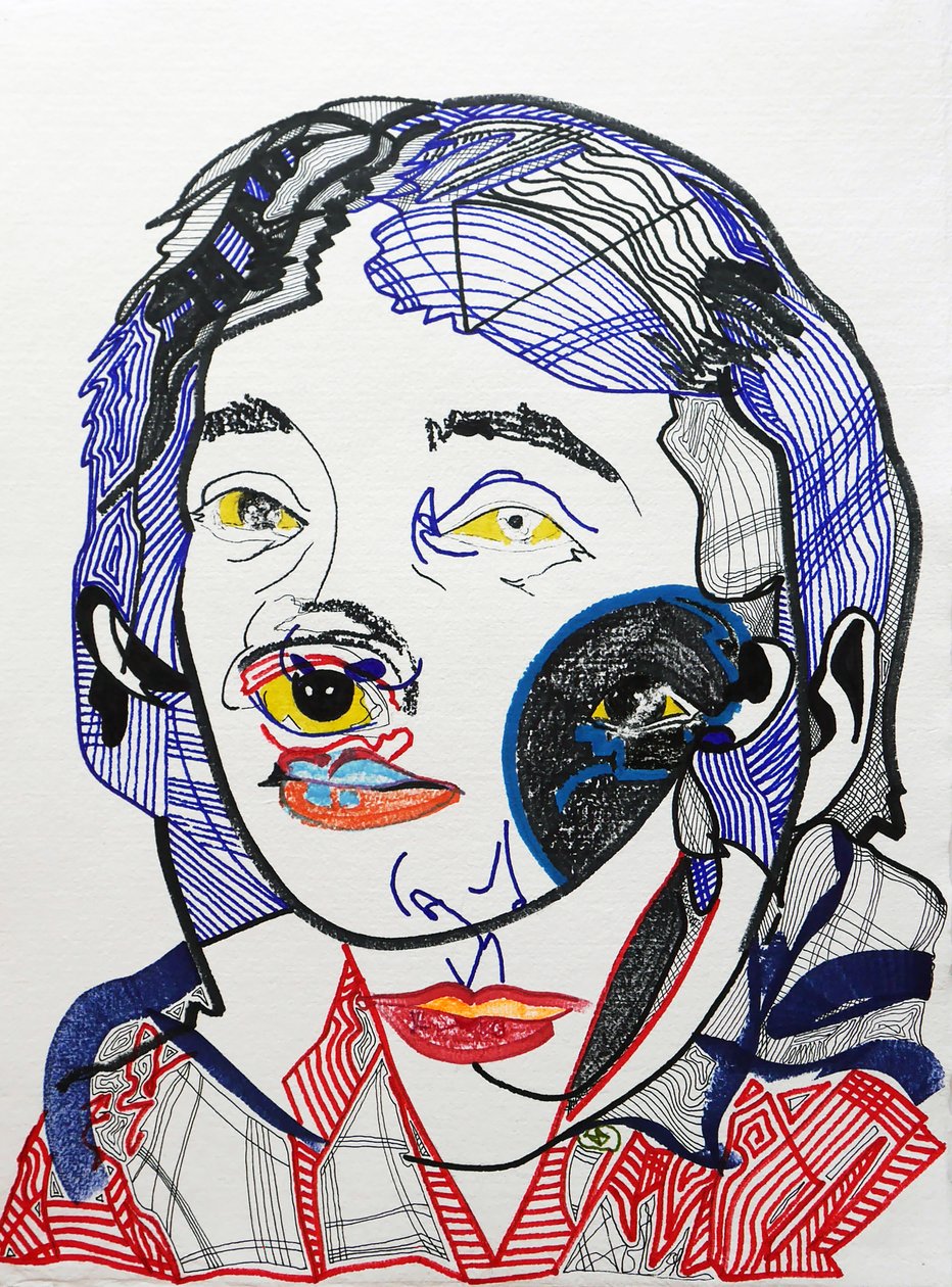 Surportrait : Marguerite Duras 2, 2021 (akryl na papierze) autorstwa Benoit Erwann Boucherot